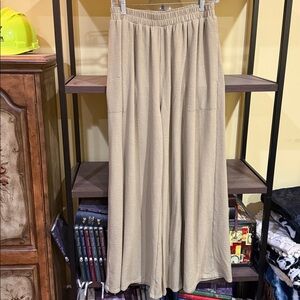 Free People Beach Talk to Me Green Gauze Wide Leg Pants